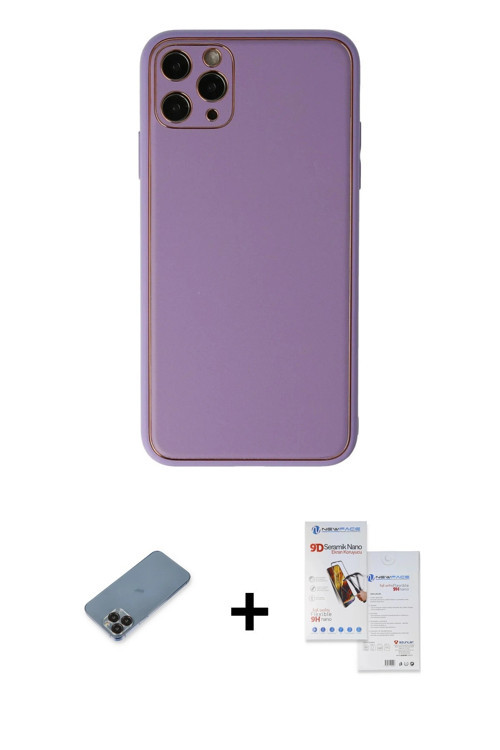 ieg™ iPhone 11 Pro Max Kılıf Yadigar Klasik - Siyah Seramik Nano Ekran Koruyucu + Siyah Metal Kamera