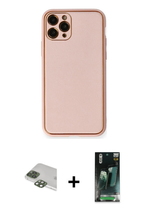 ieg™ iPhone 11 Pro Max Kılıf Yadigar Klasik - Şeffaf 360 Full Body Arka Koruyucu + Yeşil Pers Alümin