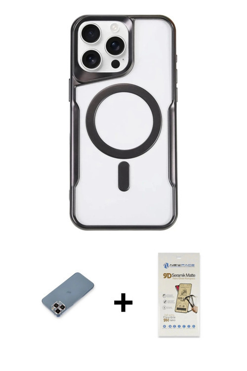 ieg™ iPhone 11 Pro Max Kılıf Yadigar Klasik Özel Seri - Siyah Mat Seramik Nano Ekran Koruyucu + Mor