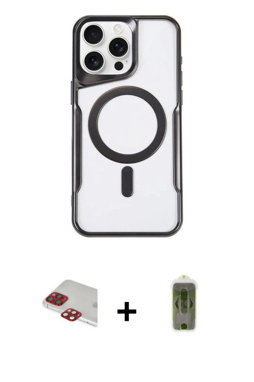 ieg™ iPhone 11 Pro Max Kılıf Yadigar Klasik Özel Seri - Siyah Joko Magic 5D Hayalet Cam + Kırmızı Pe