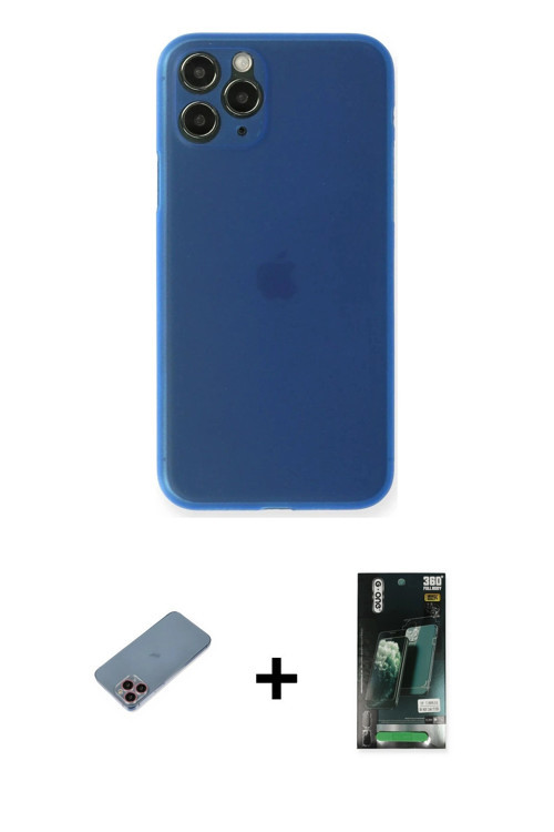 ieg™ iPhone 11 Pro Max Kılıf Yadigar Yansıma Serisi - Siyah 360 Mat Full Body Arka Koruyucu + Pembe