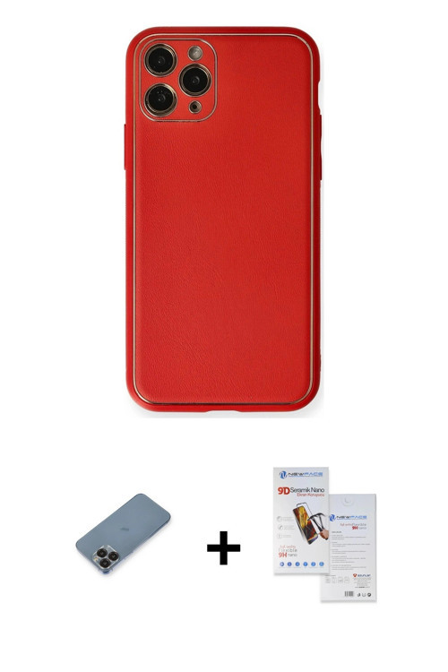 ieg™ iPhone 11 Pro Max Kılıf Yadigar Klasik - Siyah Seramik Nano Ekran Koruyucu + Siyah Metal Kamera
