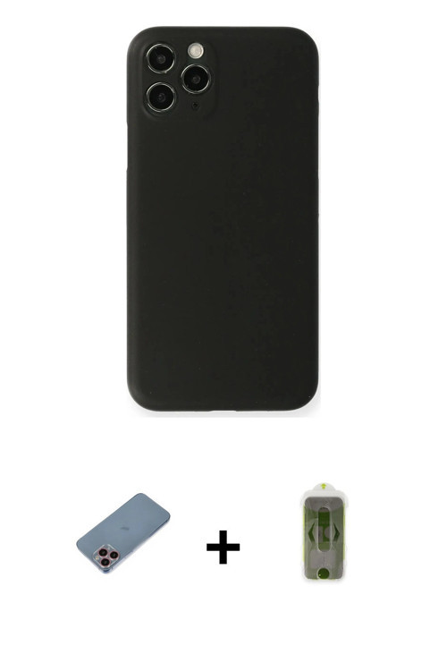 ieg™ iPhone 11 Pro Max Kılıf Yadigar Yansıma Serisi - Siyah Joko Magic 5D Hayalet Cam + Pembe Shine