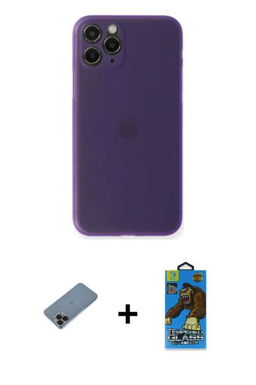 ieg™ iPhone 11 Pro Max Kılıf Yadigar Yansıma Serisi - Siyah 18D Cam Ekran Koruyucu + Siyah Shine Kam