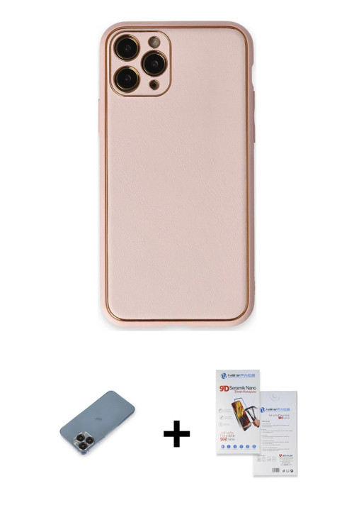 ieg™ iPhone 11 Pro Max Kılıf Yadigar Klasik - Siyah Seramik Nano Ekran Koruyucu + Siyah Metal Kamera