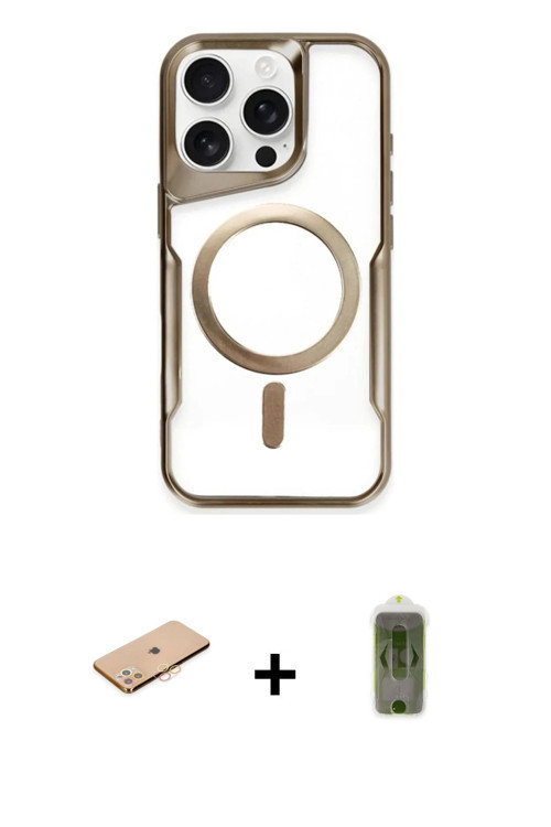 ieg™ iPhone 11 Pro Max Kılıf Yadigar Klasik Özel Seri - Siyah Joko Magic 5D Hayalet Cam + Turuncu Re