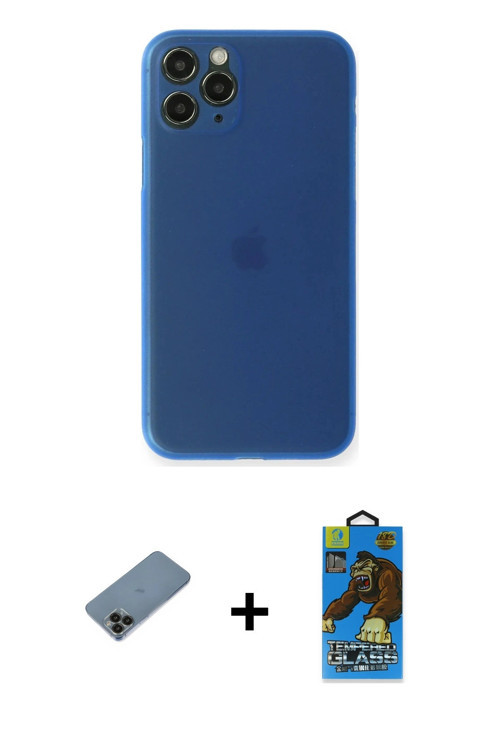 ieg™ iPhone 11 Pro Max Kılıf Yadigar Yansıma Serisi - Siyah 18D Cam Ekran Koruyucu + Siyah Shine Kam