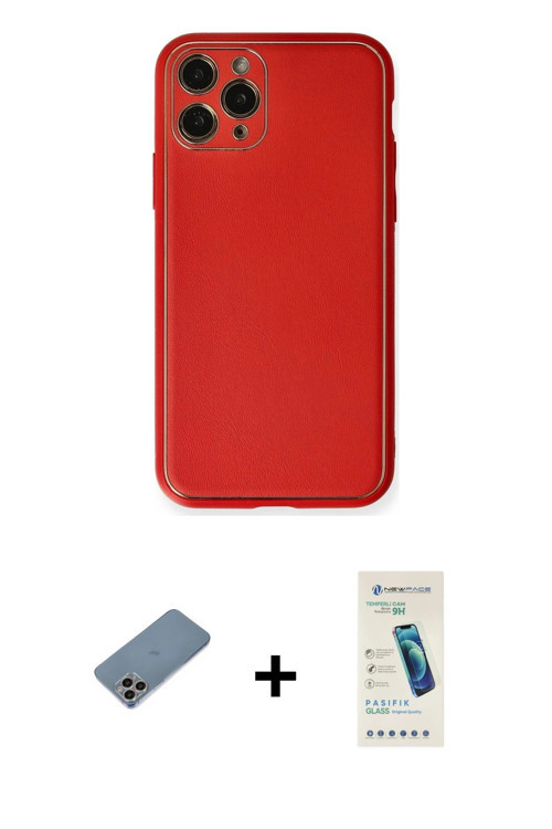 ieg™ iPhone 11 Pro Max Kılıf Yadigar Klasik - Şeffaf Pasifik Cam Ekran Koruyucu + Gökkuşağı Shine Ka