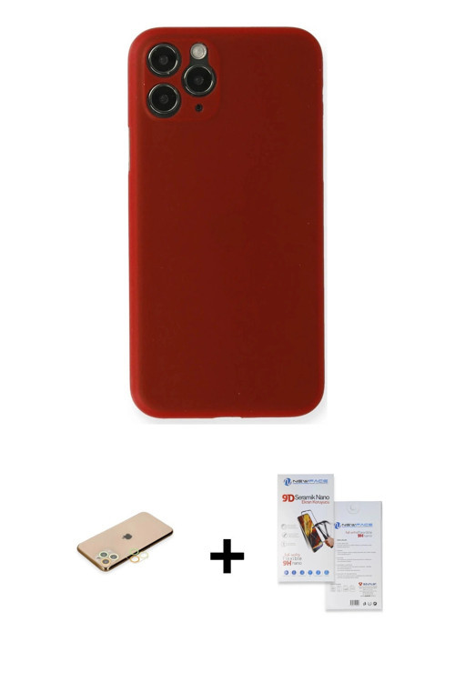 ieg™ iPhone 11 Pro Max Kılıf Yadigar Yansıma Serisi - Siyah Seramik Nano Ekran Koruyucu + Sarı Renkl