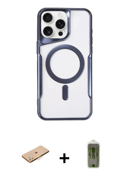 ieg™ iPhone 11 Pro Max Kılıf Yadigar Klasik Özel Seri - Siyah Joko Magic 5D Hayalet Cam + Turuncu Re