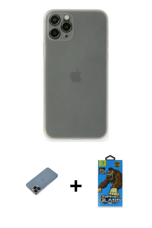 ieg™ iPhone 11 Pro Max Kılıf Yadigar Yansıma Serisi - Siyah 18D Cam Ekran Koruyucu + Siyah Shine Kam