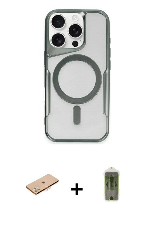 ieg™ iPhone 11 Pro Max Kılıf Yadigar Klasik Özel Seri - Siyah Joko Magic 5D Hayalet Cam + Turuncu Re