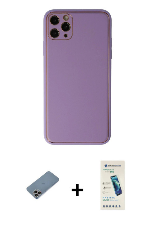 ieg™ iPhone 11 Pro Max Kılıf Yadigar Klasik - Şeffaf Pasifik Cam Ekran Koruyucu + Gökkuşağı Shine Ka