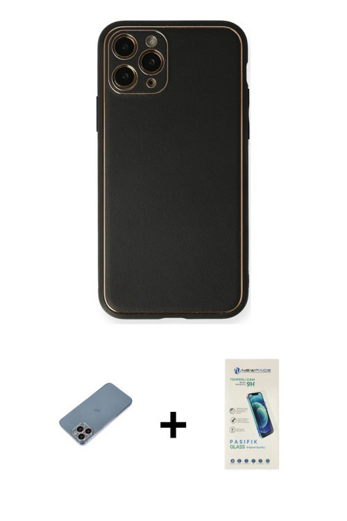ieg™ iPhone 11 Pro Max Kılıf Yadigar Klasik - Şeffaf Pasifik Cam Ekran Koruyucu + Gökkuşağı Shine Ka