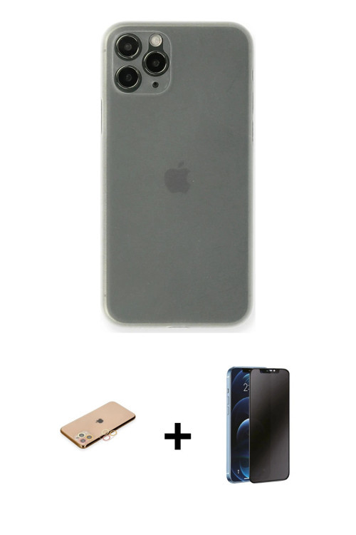 ieg™ iPhone 11 Pro Max Kılıf Yadigar Yansıma Serisi - Siyah 3D Antistatik Hayalet Cam Ekran Koruyucu