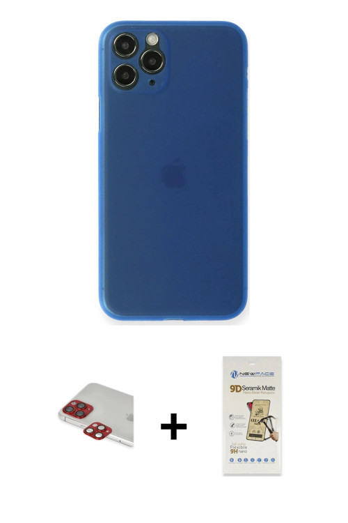 ieg™ iPhone 11 Pro Max Kılıf Yadigar Yansıma Serisi - Siyah Mat Seramik Nano Ekran Koruyucu + Kırmız