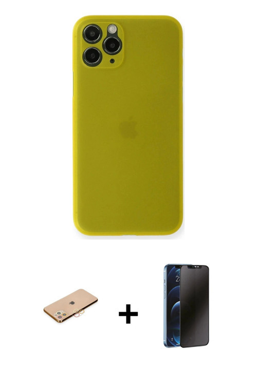 ieg™ iPhone 11 Pro Max Kılıf Yadigar Yansıma Serisi - Siyah 3D Antistatik Hayalet Cam Ekran Koruyucu