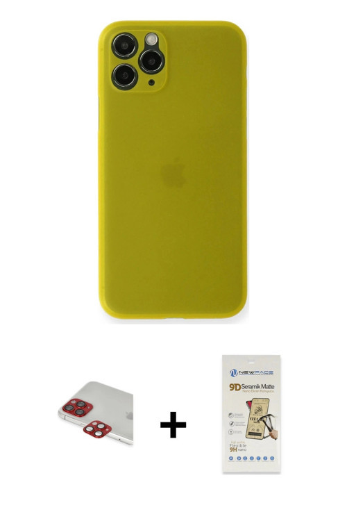 ieg™ iPhone 11 Pro Max Kılıf Yadigar Yansıma Serisi - Siyah Mat Seramik Nano Ekran Koruyucu + Kırmız