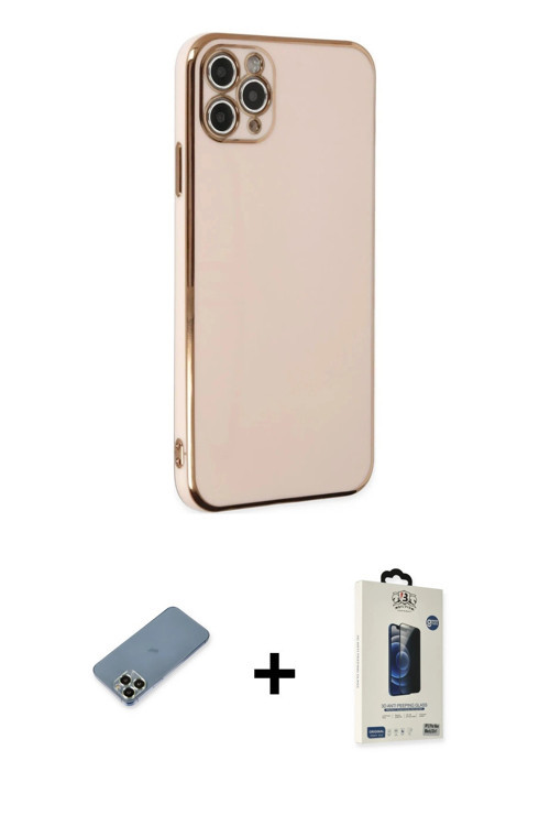 ieg™ iPhone 11 Pro Max Kılıf Yankı Serisi - Siyah Bilvis Hayalet Cam Ekran Koruyucu + Açık Yeşil Met