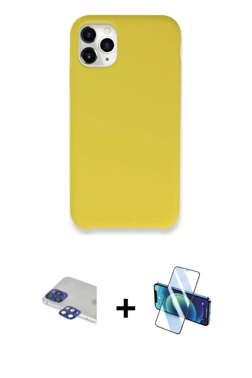 ieg™ iPhone 11 Pro Max Kılıf Zirve Modern Özel Seri - Siyah 3D Antistatik Cam Ekran Koruyucu + Laciv
