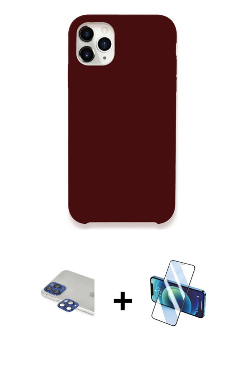 ieg™ iPhone 11 Pro Max Kılıf Zirve Modern Özel Seri - Siyah 3D Antistatik Cam Ekran Koruyucu + Laciv