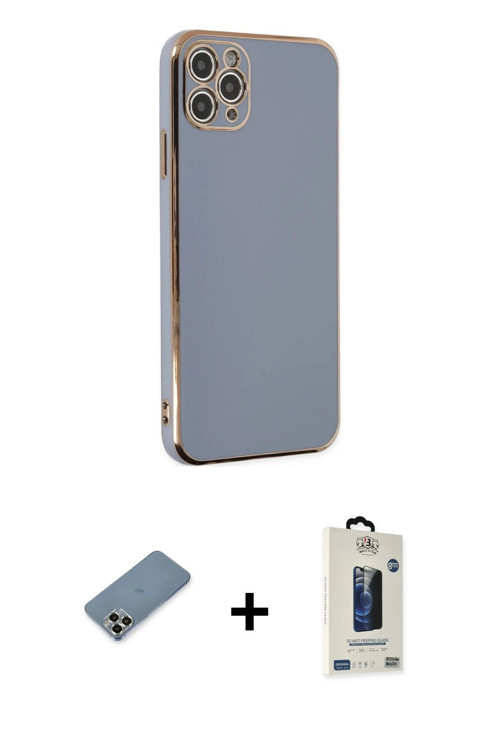 ieg™ iPhone 11 Pro Max Kılıf Yankı Serisi - Siyah Bilvis Hayalet Cam Ekran Koruyucu + Açık Yeşil Met