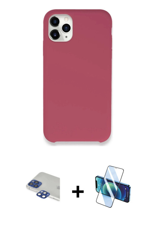 ieg™ iPhone 11 Pro Max Kılıf Zirve Modern Özel Seri - Siyah 3D Antistatik Cam Ekran Koruyucu + Laciv