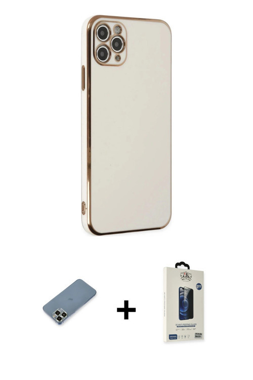 ieg™ iPhone 11 Pro Max Kılıf Yankı Serisi - Siyah Bilvis Hayalet Cam Ekran Koruyucu + Açık Yeşil Met
