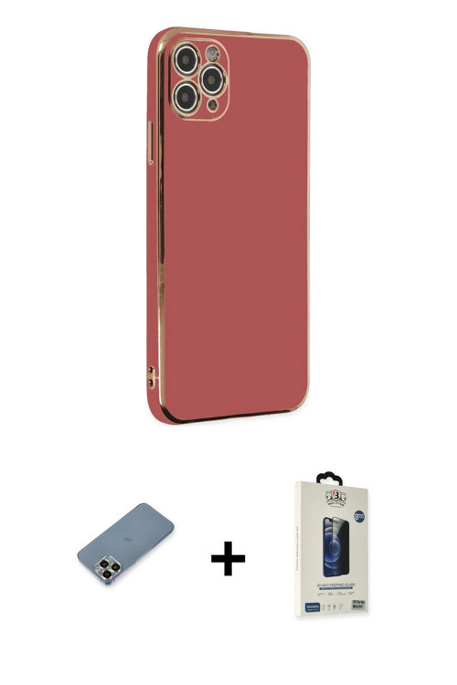 ieg™ iPhone 11 Pro Max Kılıf Yankı Serisi - Siyah Bilvis Hayalet Cam Ekran Koruyucu + Açık Yeşil Met
