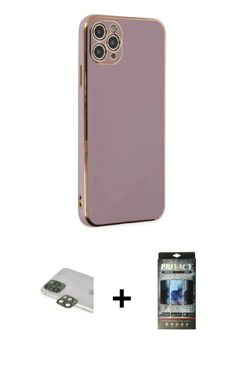 ieg™ iPhone 11 Pro Max Kılıf Yankı Serisi - Siyah 34D Hayalet Izgaralı Cam + Yeşil Pers Alüminyum Ka