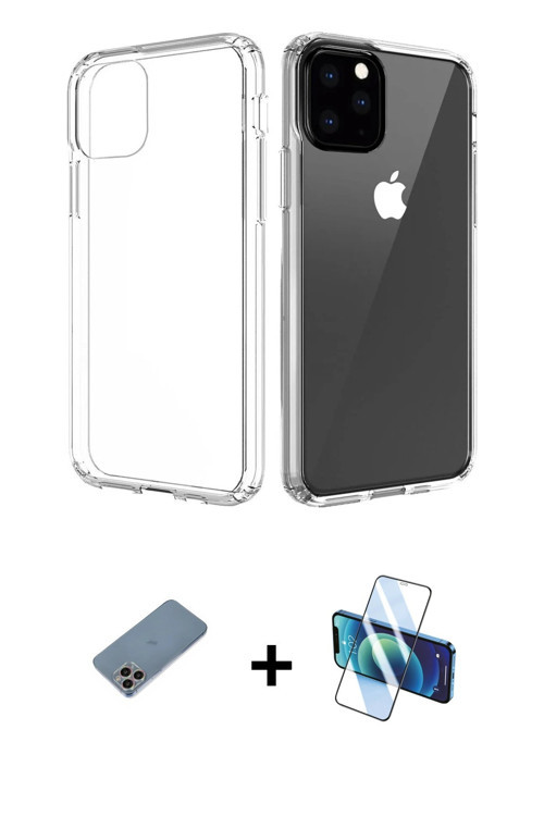 ieg™ iPhone 11 Pro Max Kılıf Zirve Doku - Siyah 3D Antistatik Seramik Nano Ekran Koruyucu + Gökkuşağ