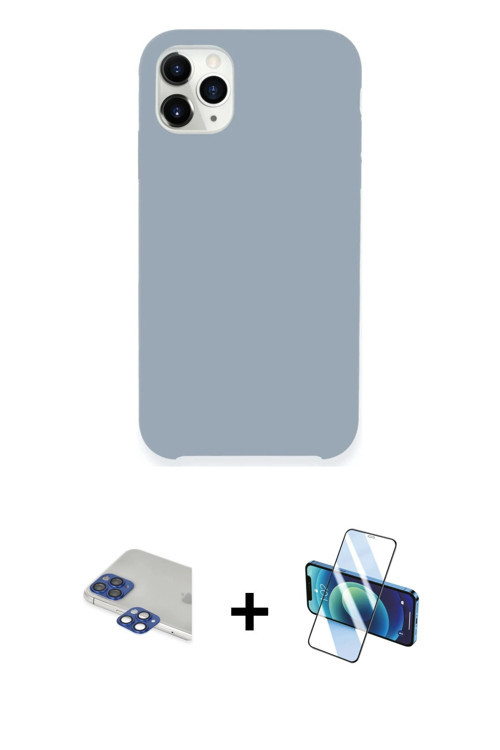 ieg™ iPhone 11 Pro Max Kılıf Zirve Modern Özel Seri - Siyah 3D Antistatik Cam Ekran Koruyucu + Laciv