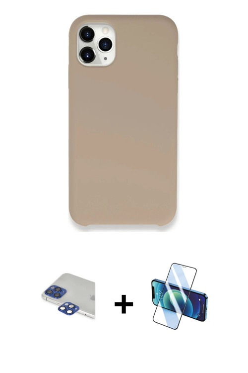 ieg™ iPhone 11 Pro Max Kılıf Zirve Modern Özel Seri - Siyah 3D Antistatik Cam Ekran Koruyucu + Laciv