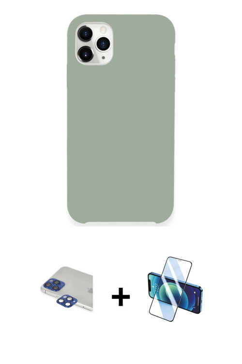 ieg™ iPhone 11 Pro Max Kılıf Zirve Modern Özel Seri - Siyah 3D Antistatik Cam Ekran Koruyucu + Laciv