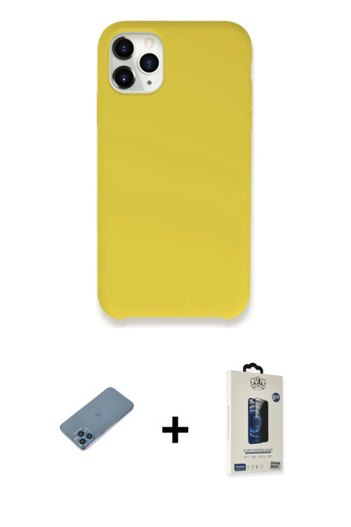 ieg™ iPhone 11 Pro Max Kılıf Zirve Modern Özel Seri - Siyah Bilvis Hayalet Cam Ekran Koruyucu + Mavi