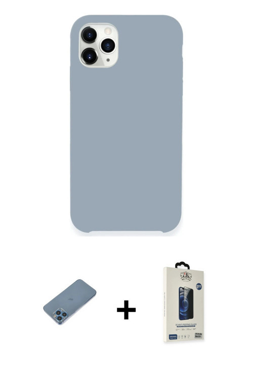ieg™ iPhone 11 Pro Max Kılıf Zirve Modern Özel Seri - Siyah Bilvis Hayalet Cam Ekran Koruyucu + Mavi