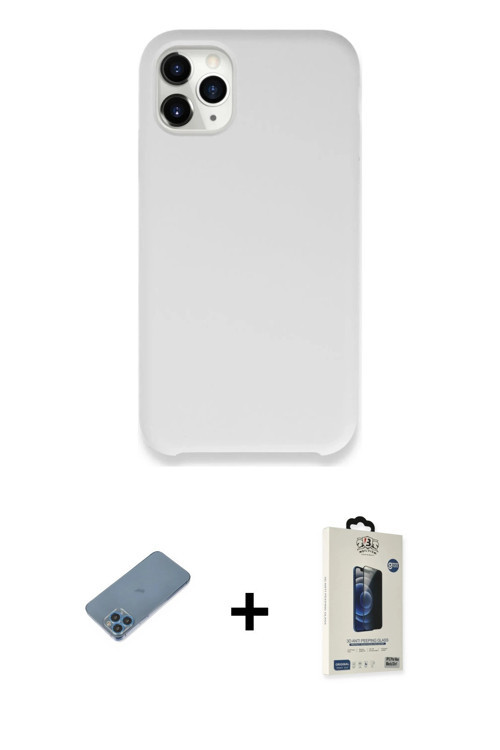ieg™ iPhone 11 Pro Max Kılıf Zirve Modern Özel Seri - Siyah Bilvis Hayalet Cam Ekran Koruyucu + Mavi