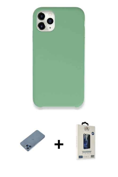 ieg™ iPhone 11 Pro Max Kılıf Zirve Modern Özel Seri - Siyah Bilvis Hayalet Cam Ekran Koruyucu + Mavi
