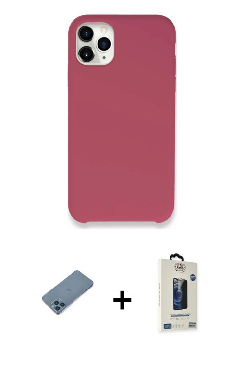 ieg™ iPhone 11 Pro Max Kılıf Zirve Modern Özel Seri - Siyah Bilvis Hayalet Cam Ekran Koruyucu + Mavi