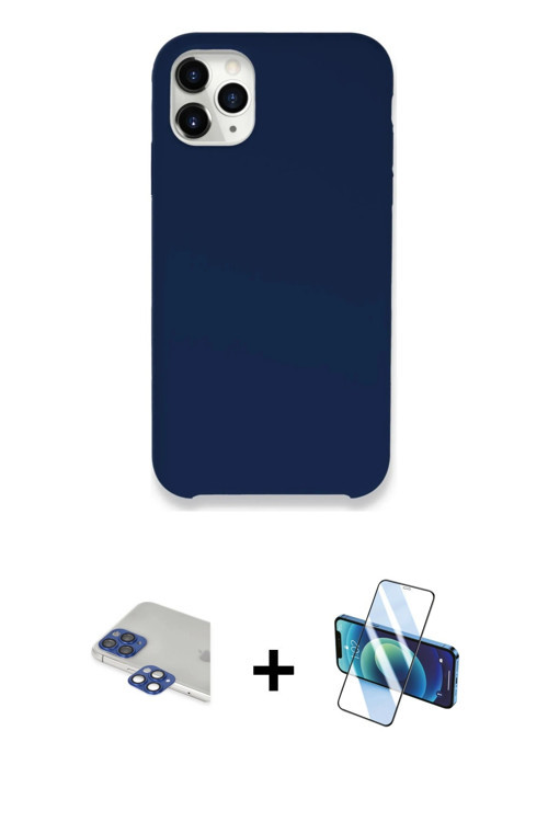 ieg™ iPhone 11 Pro Max Kılıf Zirve Modern Özel Seri - Siyah 3D Antistatik Cam Ekran Koruyucu + Laciv
