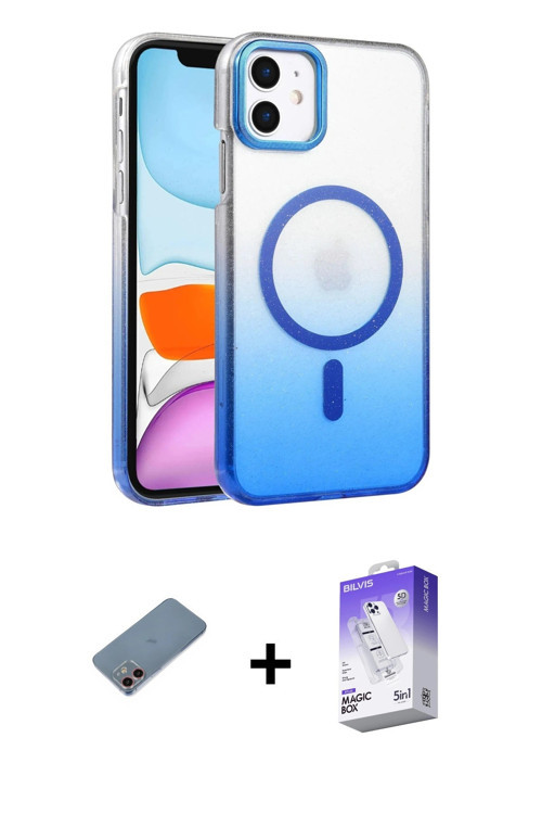 ieg™ iPhone 12 Kılıf Ahenk Doku Özel Seri - Siyah Bilvis 5in1 3D Magic Cam Ekran Koruyucu + Pembe Sh