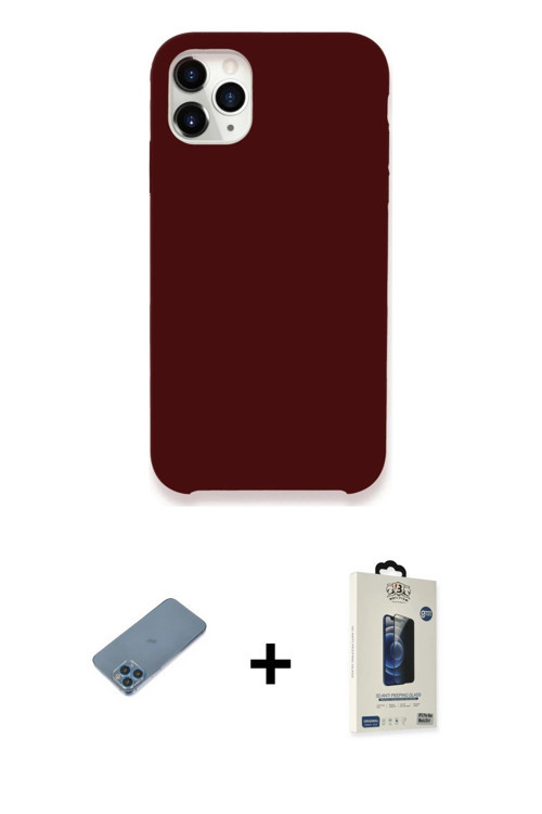 ieg™ iPhone 11 Pro Max Kılıf Zirve Modern Özel Seri - Siyah Bilvis Hayalet Cam Ekran Koruyucu + Mavi