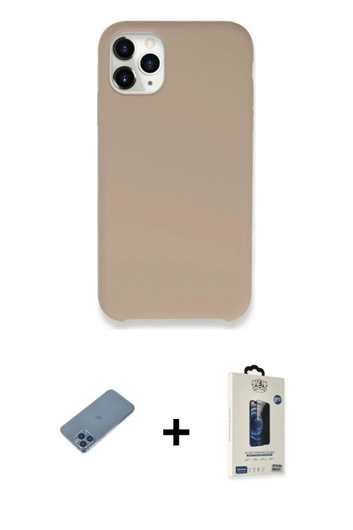 ieg™ iPhone 11 Pro Max Kılıf Zirve Modern Özel Seri - Siyah Bilvis Hayalet Cam Ekran Koruyucu + Mavi