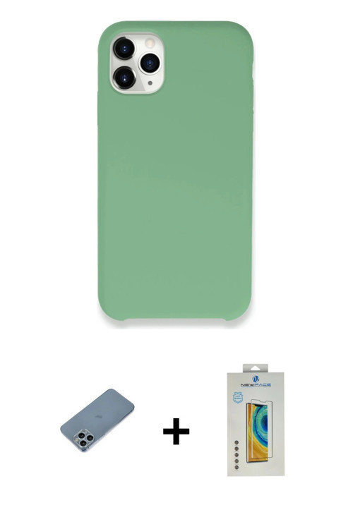ieg™ iPhone 11 Pro Max Kılıf Zirve Modern Özel Seri - Siyah Polymer Nano Ekran Koruyucu + Sierra Blu