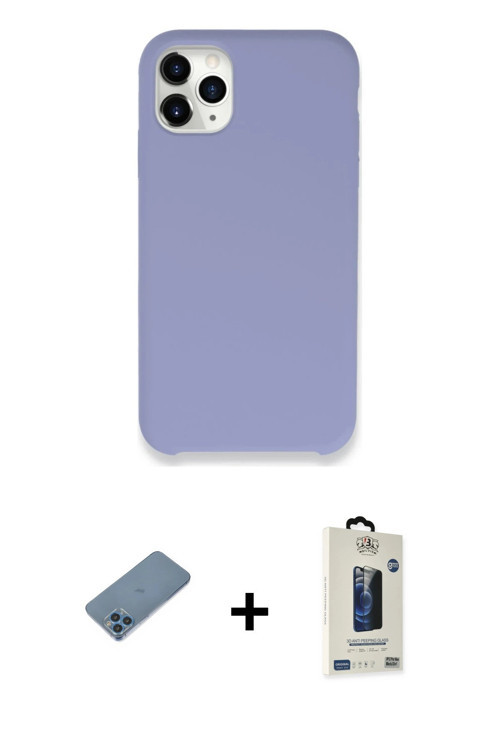 ieg™ iPhone 11 Pro Max Kılıf Zirve Modern Özel Seri - Siyah Bilvis Hayalet Cam Ekran Koruyucu + Mavi