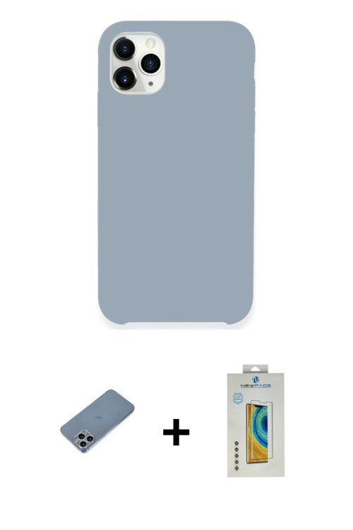 ieg™ iPhone 11 Pro Max Kılıf Zirve Modern Özel Seri - Siyah Polymer Nano Ekran Koruyucu + Sierra Blu