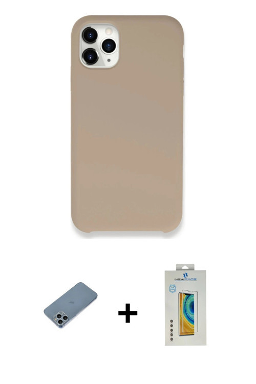ieg™ iPhone 11 Pro Max Kılıf Zirve Modern Özel Seri - Siyah Polymer Nano Ekran Koruyucu + Sierra Blu