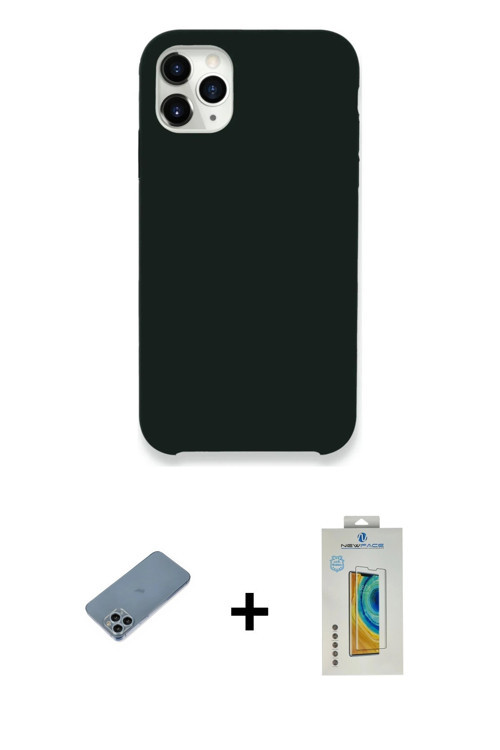 ieg™ iPhone 11 Pro Max Kılıf Zirve Modern Özel Seri - Siyah Polymer Nano Ekran Koruyucu + Sierra Blu