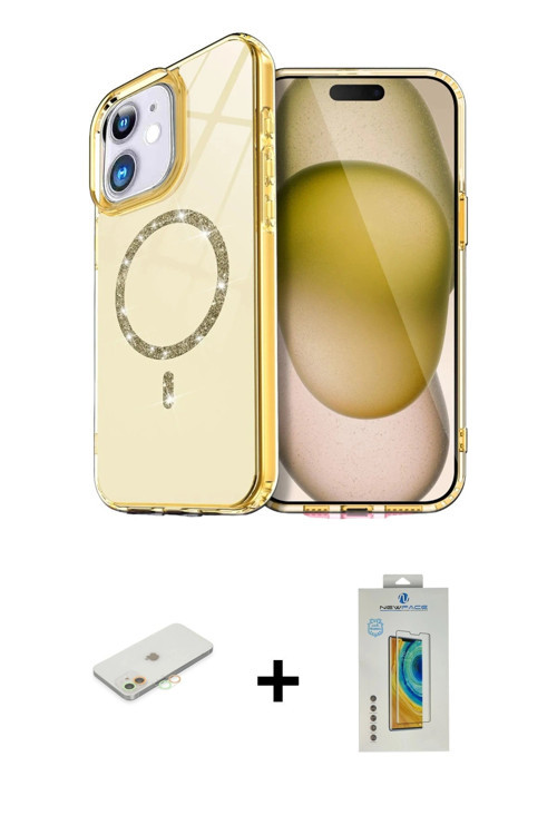 ieg™ iPhone 12 Kılıf Kıvılcım Form Prime - Siyah Polymer Nano Ekran Koruyucu + Turuncu Renkli Kamera