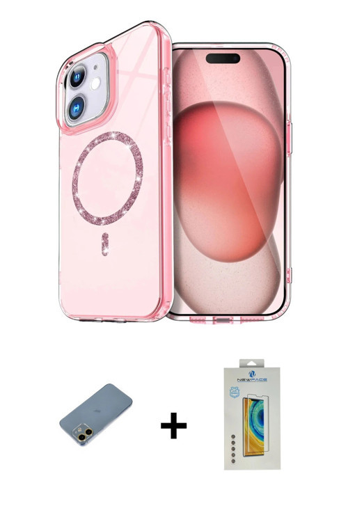 ieg™ iPhone 12 Kılıf Kıvılcım Form Prime - Siyah Polymer Nano Ekran Koruyucu + Gold Shine Kamera Len